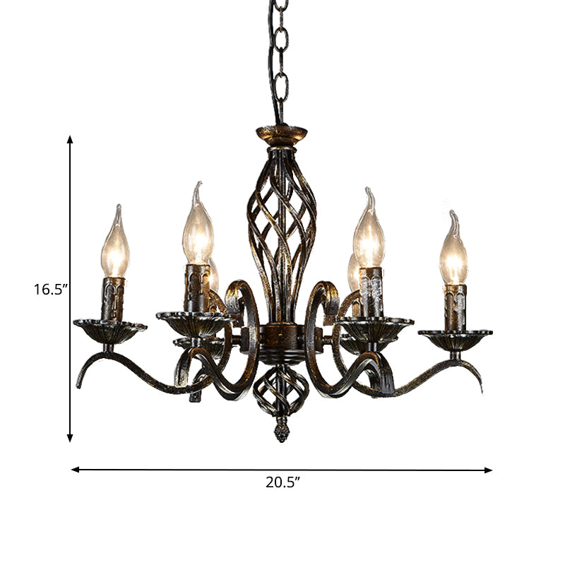 Kerzenhängerlampe traditionelle Metall 6 Lampen Black Kronleuchter Anhänger Licht für Kücheninsel