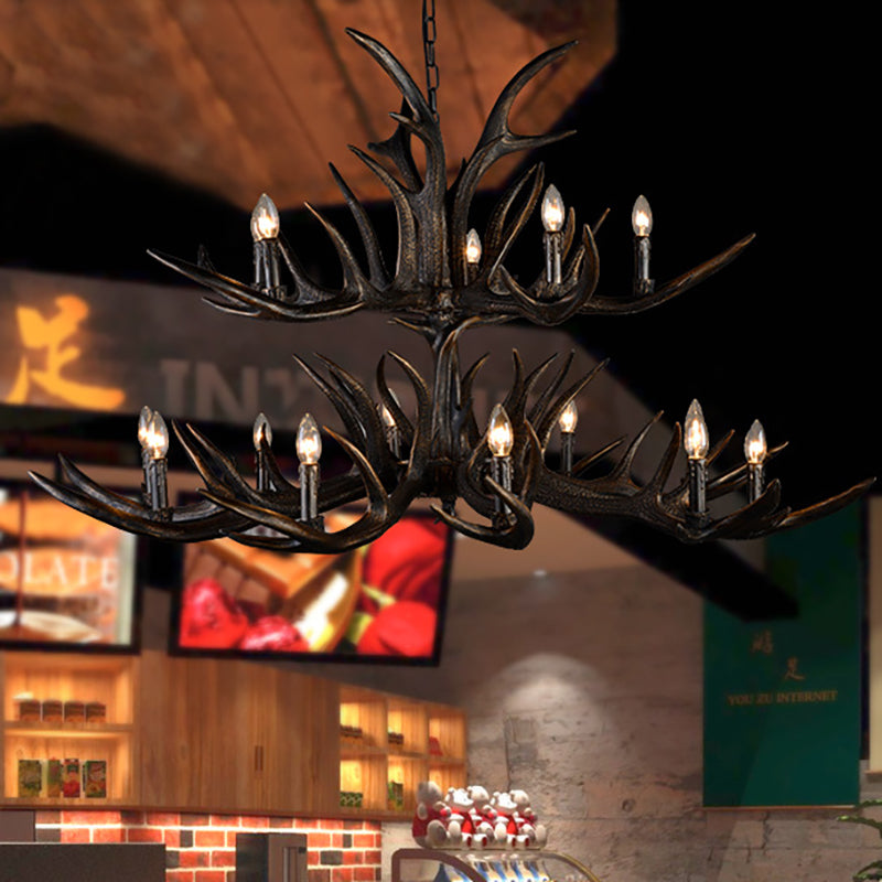 Traditionelle Kerzenhänge -Lampe 6/10/15 Lampenlampen Harz Kronleuchterleuchte in Schwarz für den Laden