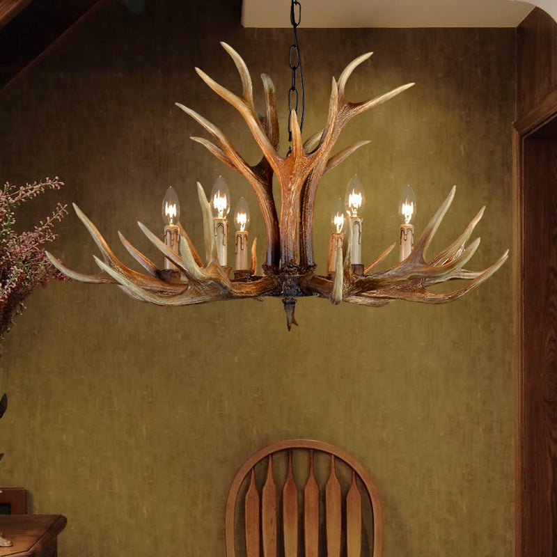 6/8/10 Lichten hars kroonluchter lamp boerderij bruin herten gewei keuken omlaag verlichting hanger