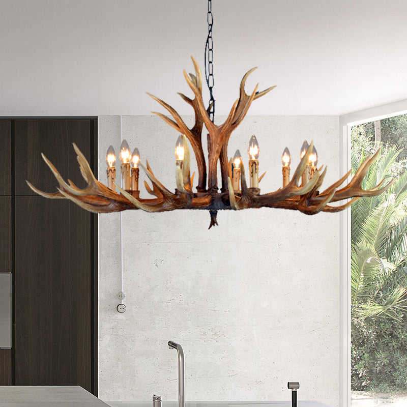6/8/10 Lichten hars kroonluchter lamp boerderij bruin herten gewei keuken omlaag verlichting hanger