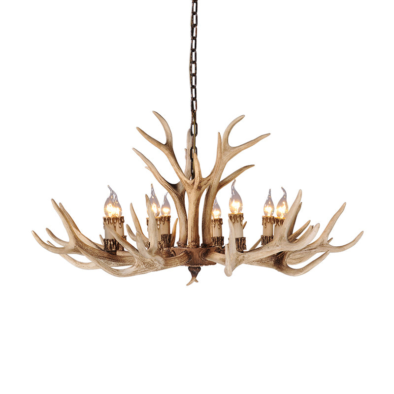 Résine marron clair et lustre de lustre de limoir 8/12/24 Bulbes Traditional Pendant Lightture pour salle à manger