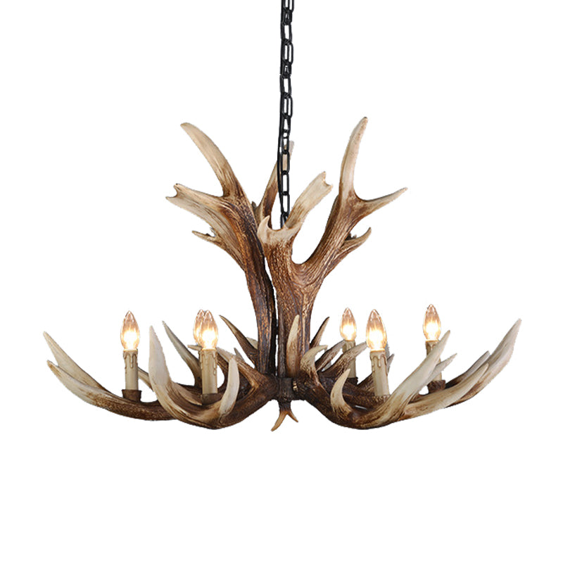 Light Brown 6/8/10 Lights Chandelier Lighting Rustic Resin Candelabra Pendant Lamp for Bedroom