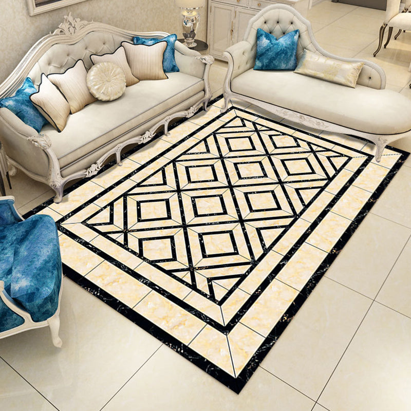 Multi Colored Contemporary Rug Polyster Geometric Print Indoor Rug Non-Slip Backing Pet Friendly Area Carpet for Living Room