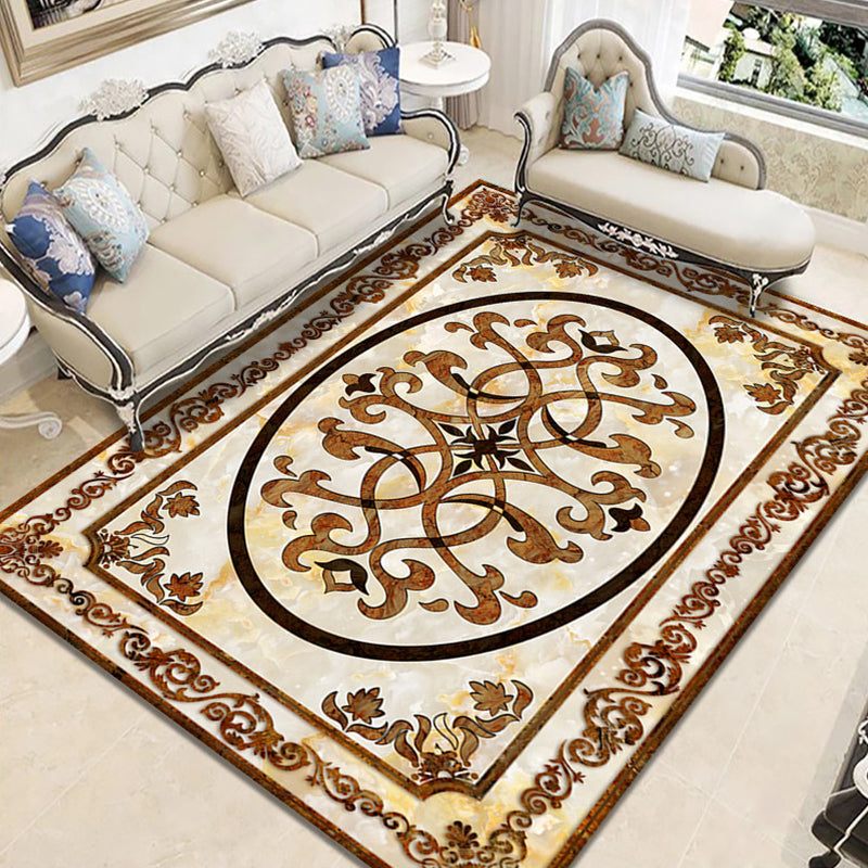 Nostalgia Geometric Printed Rug Multi Colored Polyster Indoor Rug Non-Slip Backing Pet Friendly Carpet for Living Room