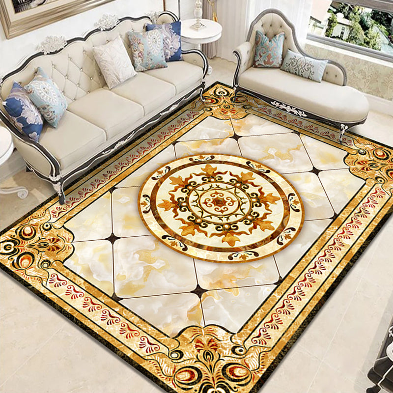 Nostalgia Geometric Printed Rug Multi Colored Polyster Indoor Rug Non-Slip Backing Pet Friendly Carpet for Living Room