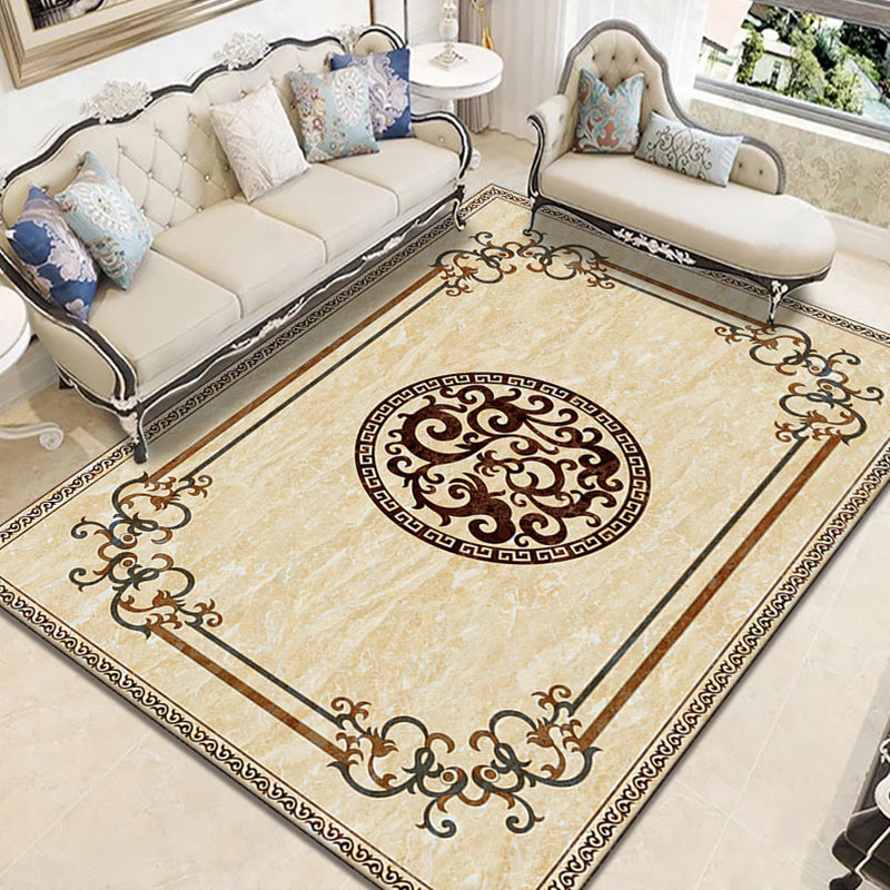 Nostalgia Geometric Printed Rug Multi Colored Polyster Indoor Rug Non-Slip Backing Pet Friendly Carpet for Living Room