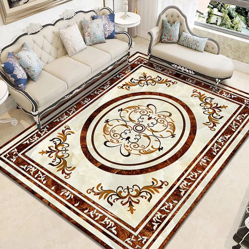 Nostalgia Geometric Printed Rug Multi Colored Polyster Indoor Rug Non-Slip Backing Pet Friendly Carpet for Living Room