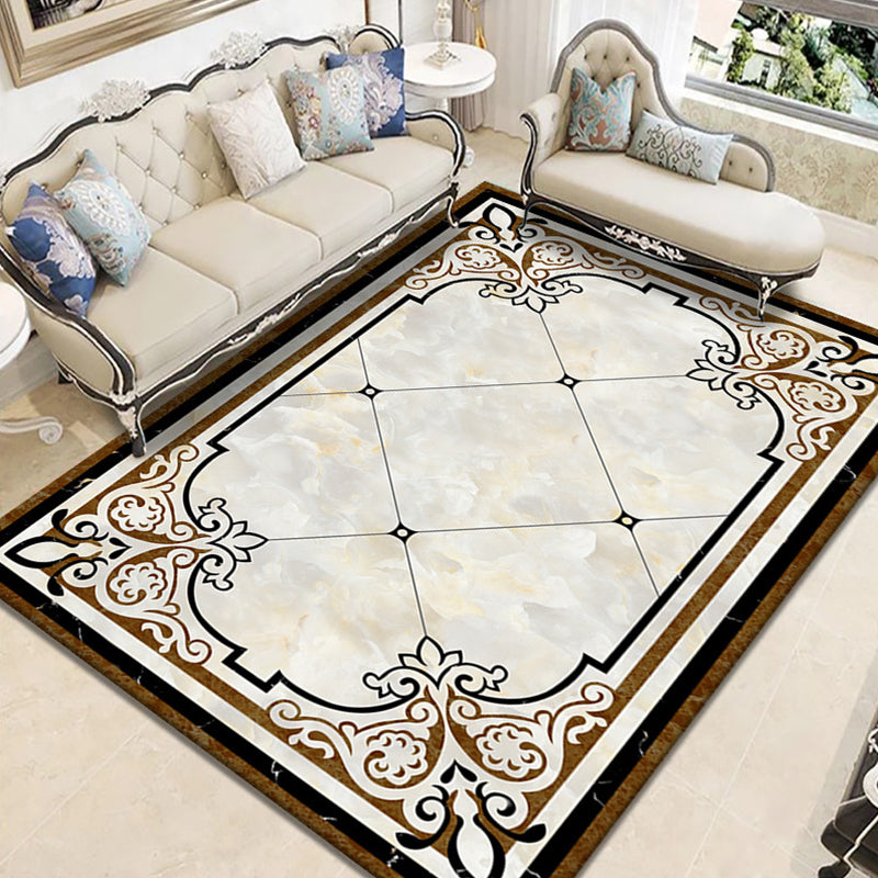 Nostalgia Geometric Printed Rug Multi Colored Polyster Indoor Rug Non-Slip Backing Pet Friendly Carpet for Living Room