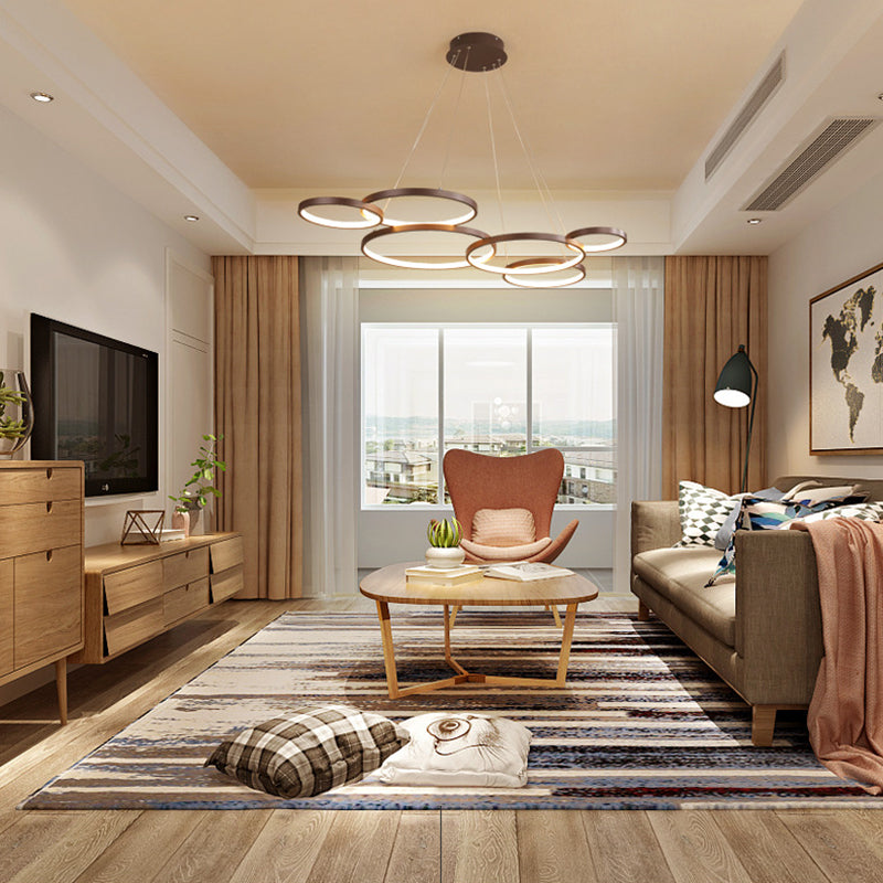 Luz de lámpara circular de café Modernista 3/4/5 Luces acrílico LED colgante Luz de luz en luz blanca/cálida