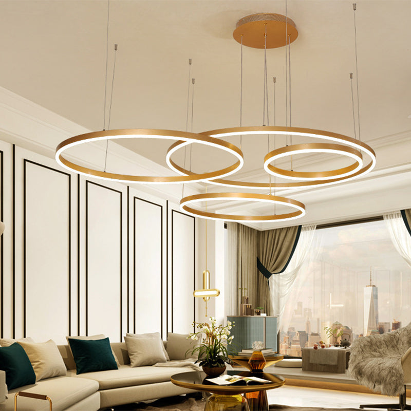 ANELLO GOLD REDENTE LAMONO MODERNO MODERNA 2/3/4 LUCI ACRILICA LED APPILE LIGUE IN LUCE BIANCA/CALDA