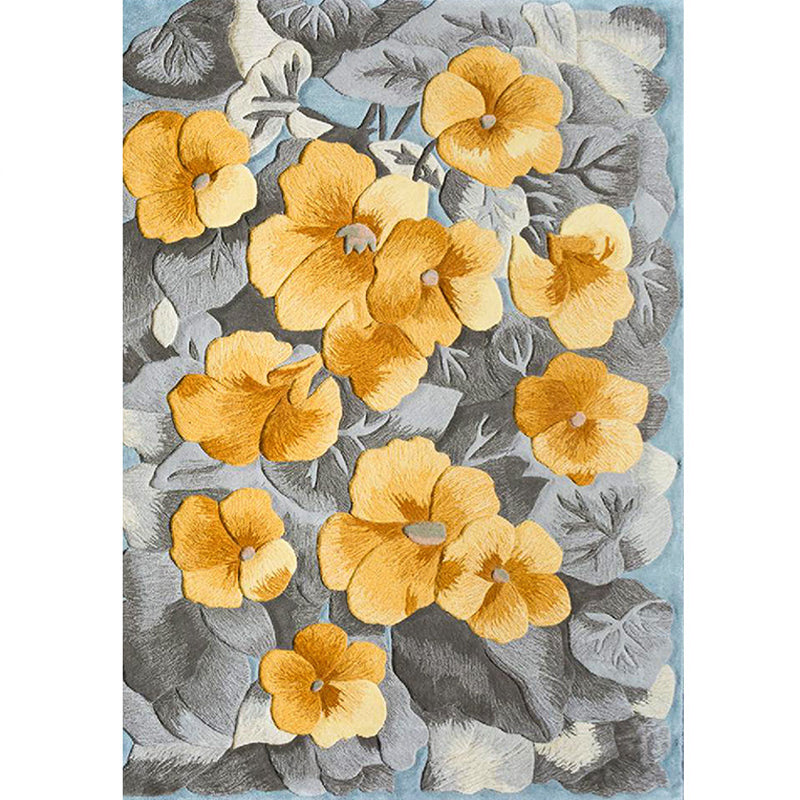 French Country Flower Print Rug Multi Colored Polypropylene Carpet Anti-Slip Backing Stain-Resistant Indoor Rug for Decoration