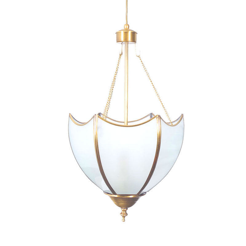 Brass Dome Chandelier Lamp Retro 5 Heads White Glass Ceiling Pendant Light for Living Room
