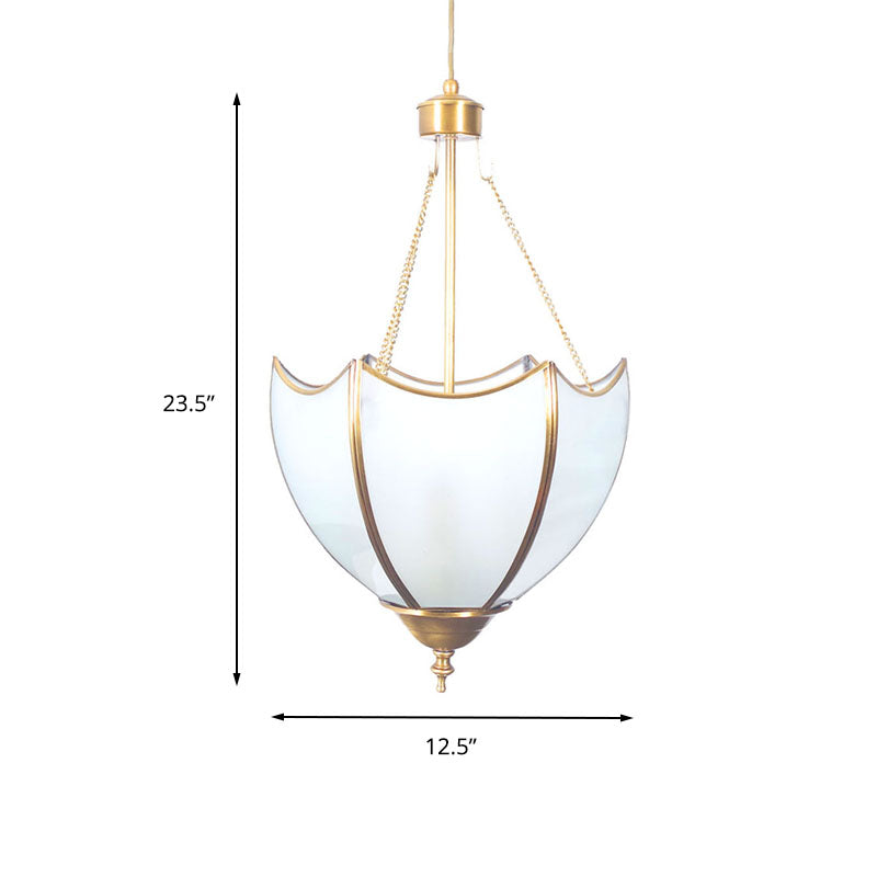 Brass Dome Chandelier Lamp Retro 5 Heads White Glass Ceiling Pendant Light for Living Room