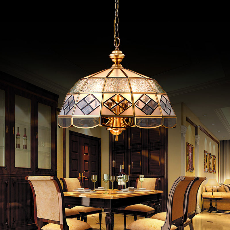 Emisfero in ottone lampadario lampadario glassati coloniale 4 lampadine lampada a sospensione per soggiorno