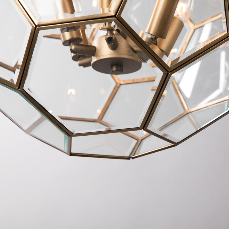Lampada lampadina a sfera di vetro trasparente Minimalismo 3 teste Brass Aione per soggiorno per soggiorno