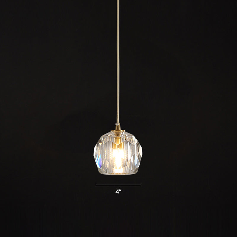 Bille en cristal facette suspendue lampe minimalisme en or