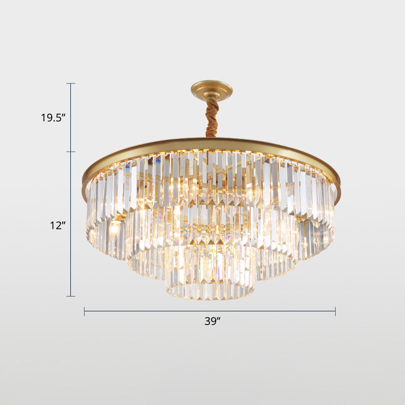 Lampada a sospensione a 3 anelli Crystal Simplicity Gold Finish Lampadella per sala da pranzo