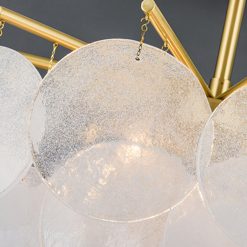Searty Glass Disc Cepafond Kroonluchter Moderne stijl Gold Finish Hanglamp voor eetkamer
