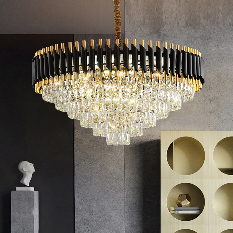 Lampada a sospensione conica nera Modern Modern K9 Crystal Prism lampadario per il ristorante