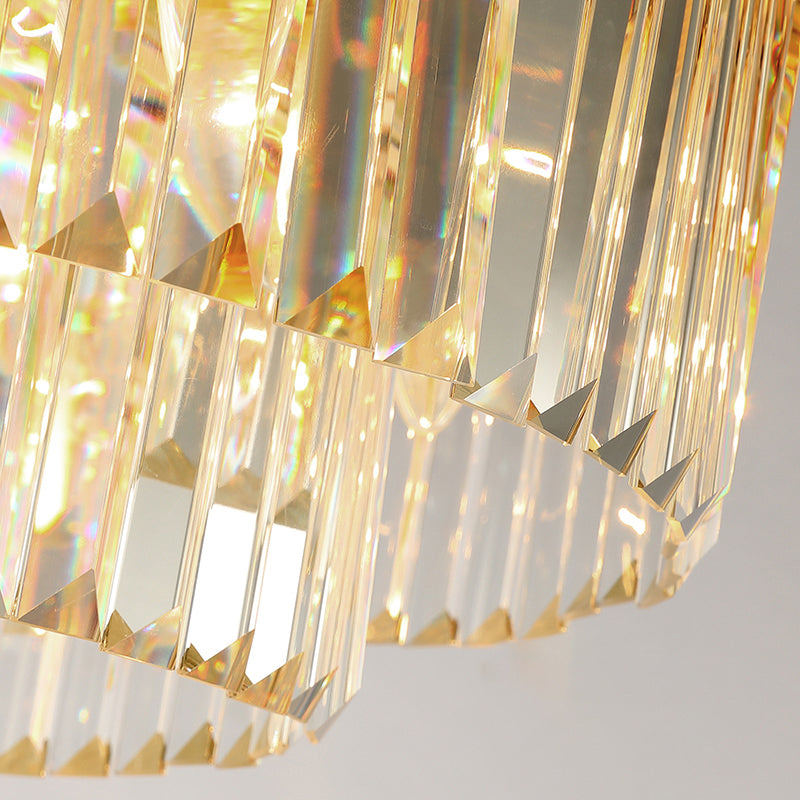 Circular Crystal Prism Flush Ceiling Light Minimalist Gold Flush-Mount Light Fixture for Bedroom