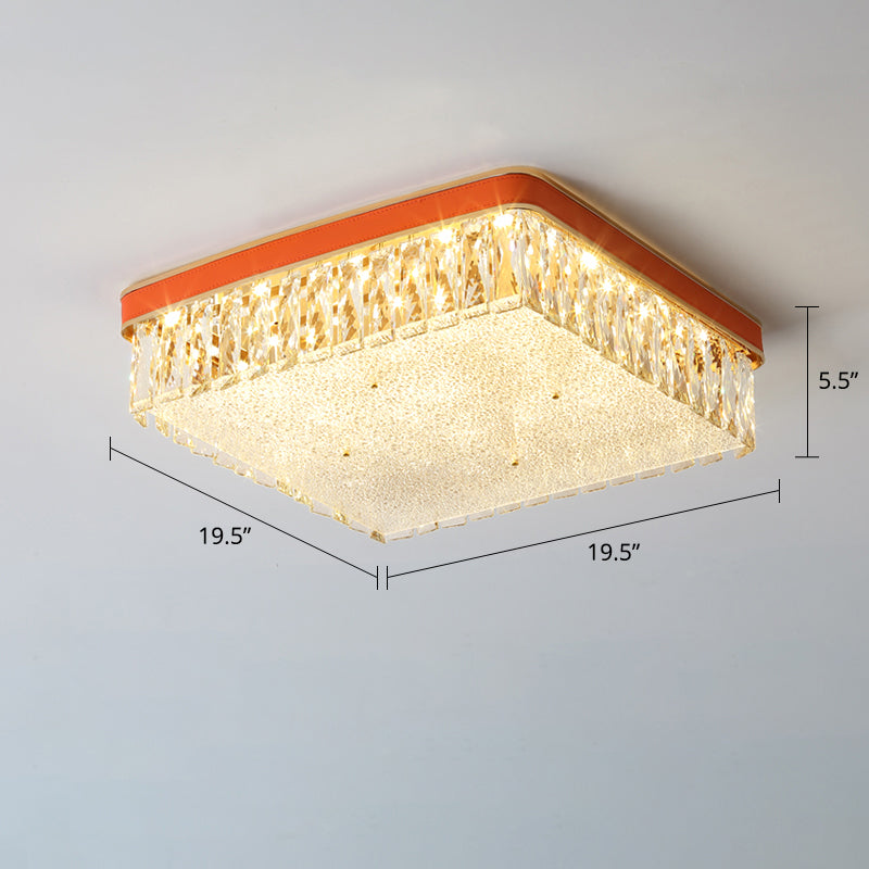 Geometrische Form LED Flush Mount Befestigung Einfachheit K9 Kristall Schlafzimmer Flush Deckenleuchte
