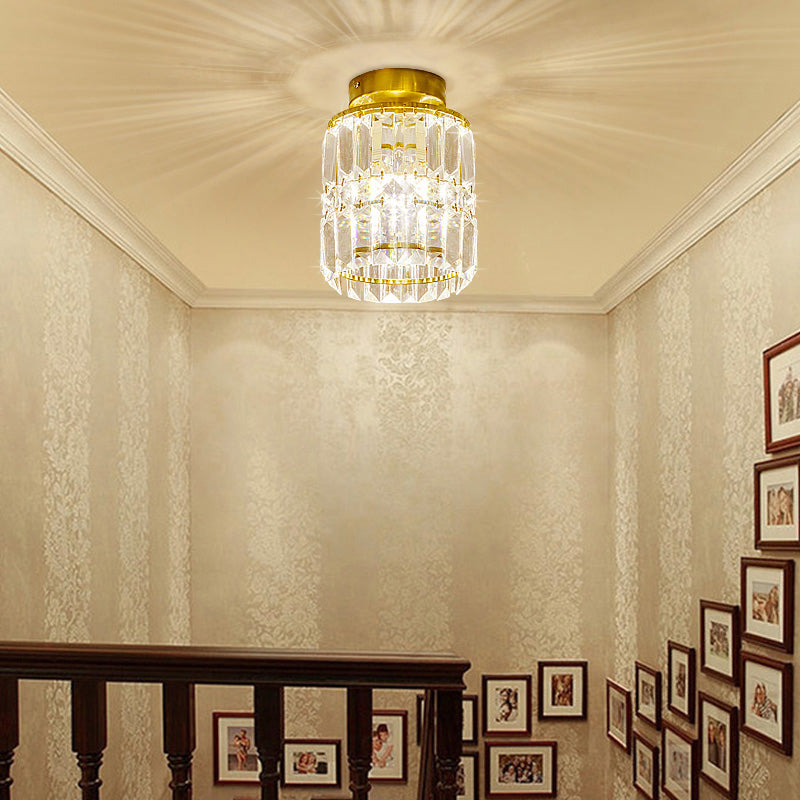 Claro techo de cilindro de cristal simple Estilo simple de latón acabado semi-montaje de iluminación para cocina