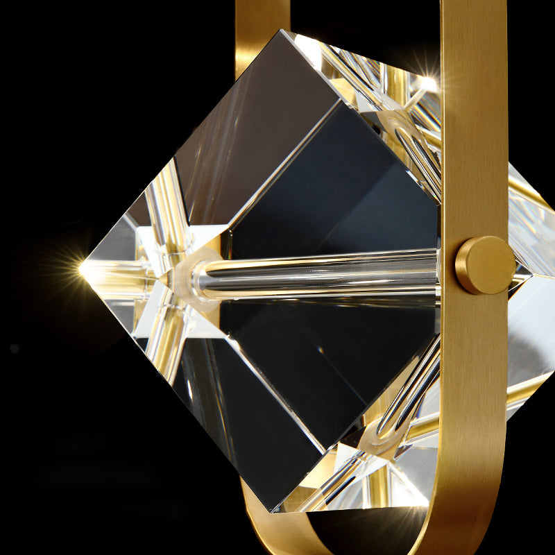 Cube LED Close to Ceiling Lamp Postmodern Crystal Gold Semi Flush Mount Light for Foyer