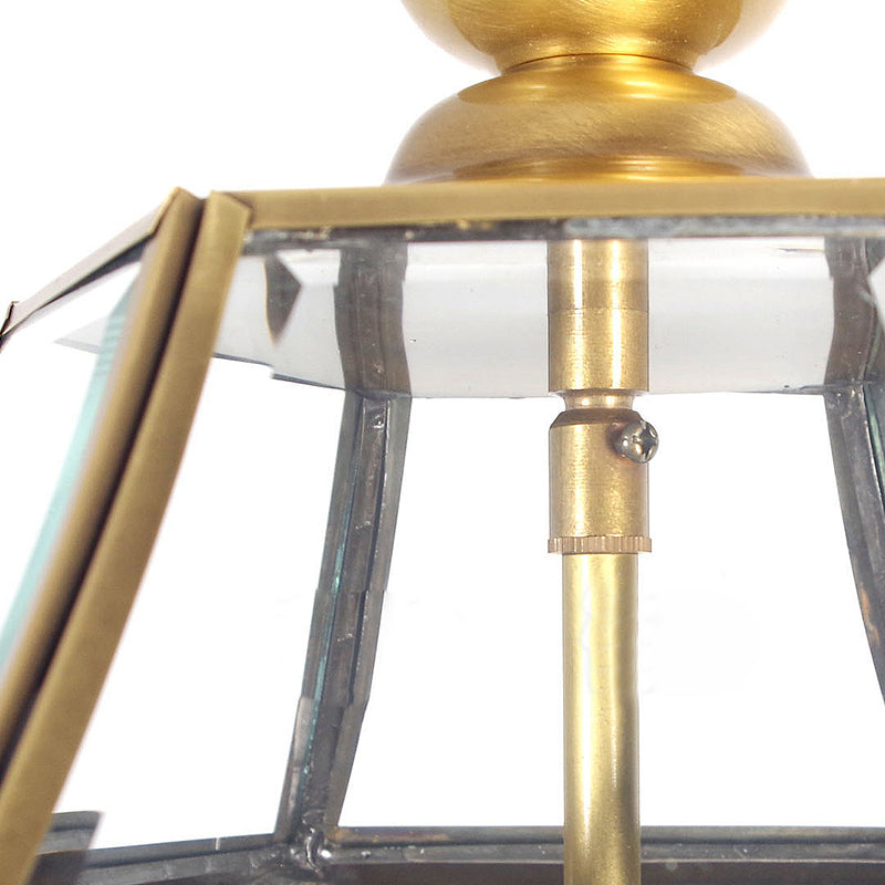 3 ampoules Cage Plafond lustre Chandelier Verre transparent traditionnel Éclairage d'éclairage suspendu en laiton