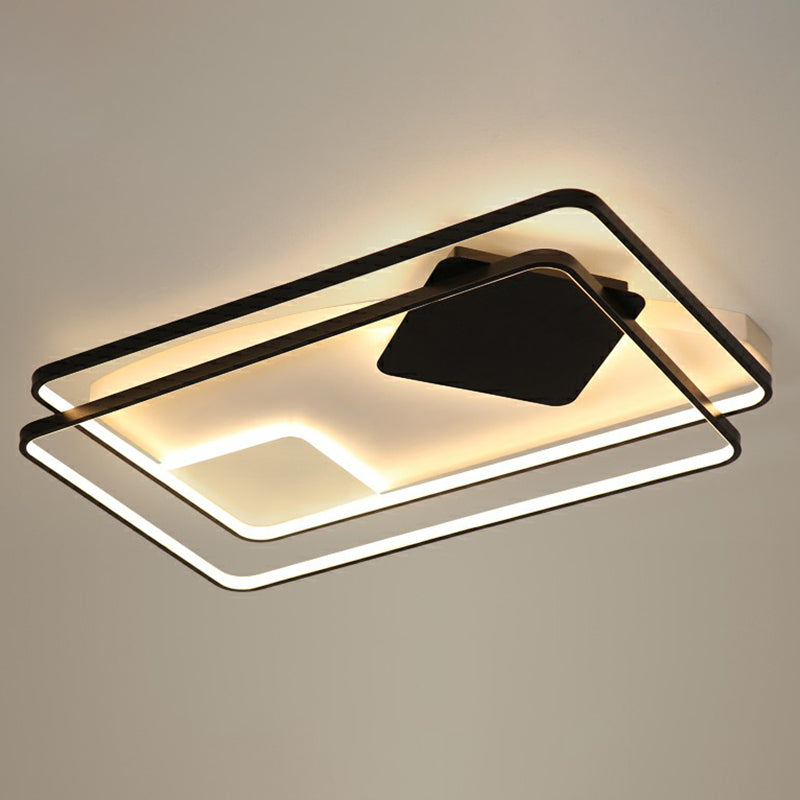 Parallele Deckenmontage Beleuchtung Moderne Acryl Black LED Flush Mount für Wohnzimmer