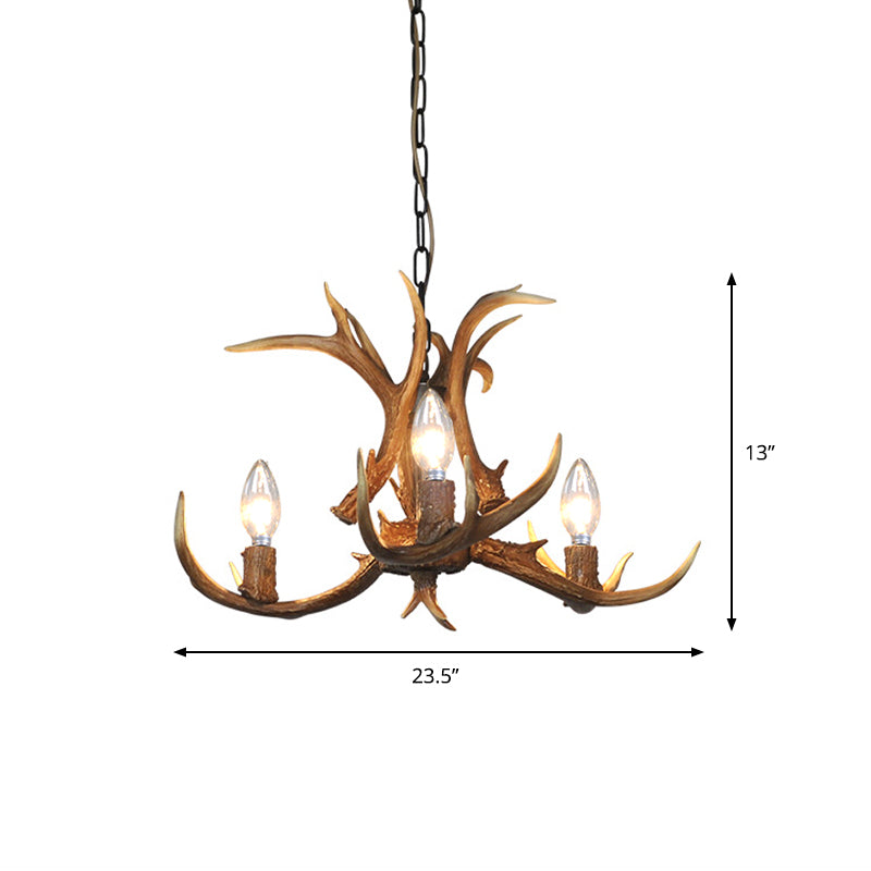 Traditional Candelabra Hanging Pendant 3/5/6 Lights Resin Ceiling Chandelier in Khaki for Living Room