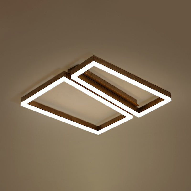 Trapezoid Metal LED Ceiling Mount Light Simple Coffee Finish Flushmount Lighting for Living Room