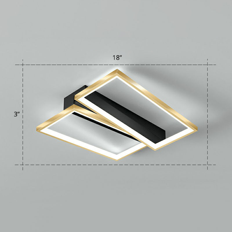Geometrical Flush Ceiling Light Fixture Simplicity Acrylic Bedroom Flushmount in Black-Gold