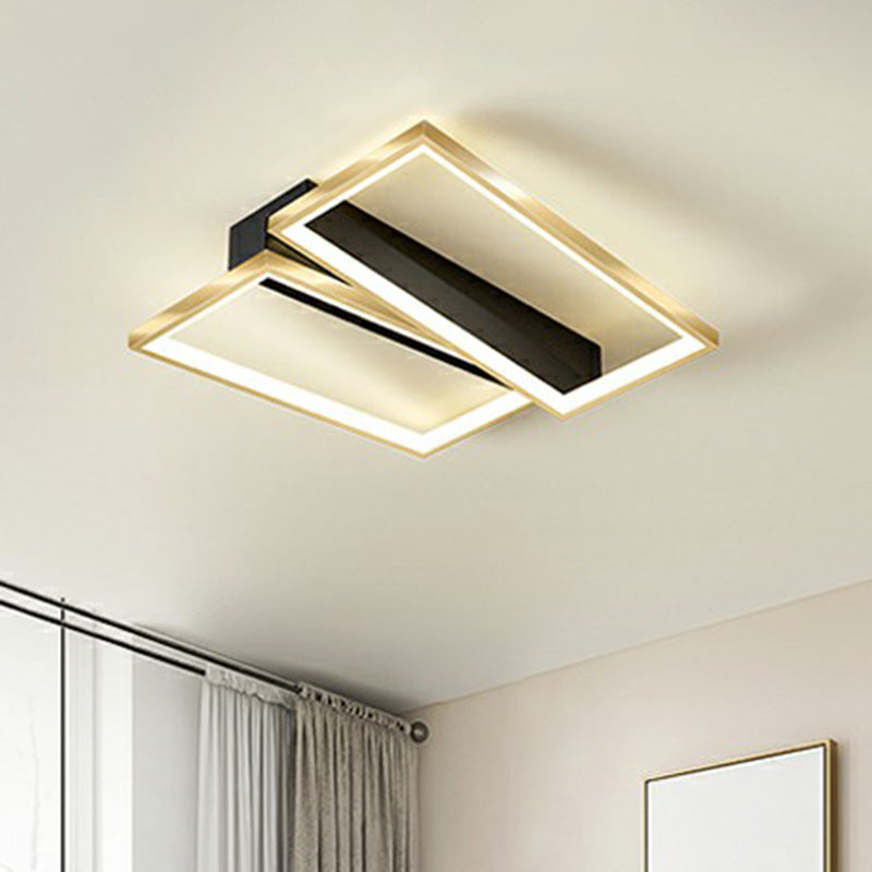 Geometrical Flush Ceiling Light Fixture Simplicity Acrylic Bedroom Flushmount in Black-Gold