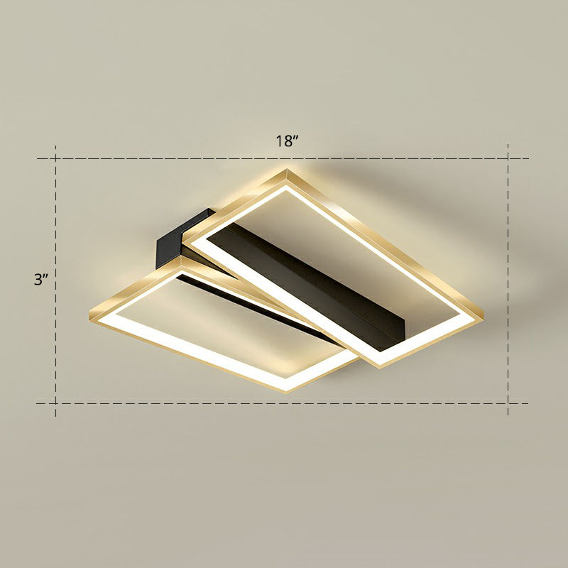 Geometrical Flush Ceiling Light Fixture Simplicity Acrylic Bedroom Flushmount in Black-Gold