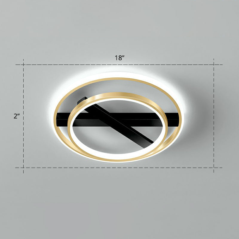 Geometrical Flush Ceiling Light Fixture Simplicity Acrylic Bedroom Flushmount in Black-Gold