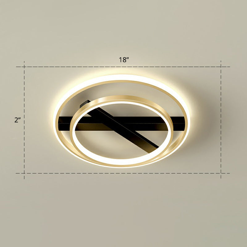 Geometrical Flush Ceiling Light Fixture Simplicity Acrylic Bedroom Flushmount in Black-Gold
