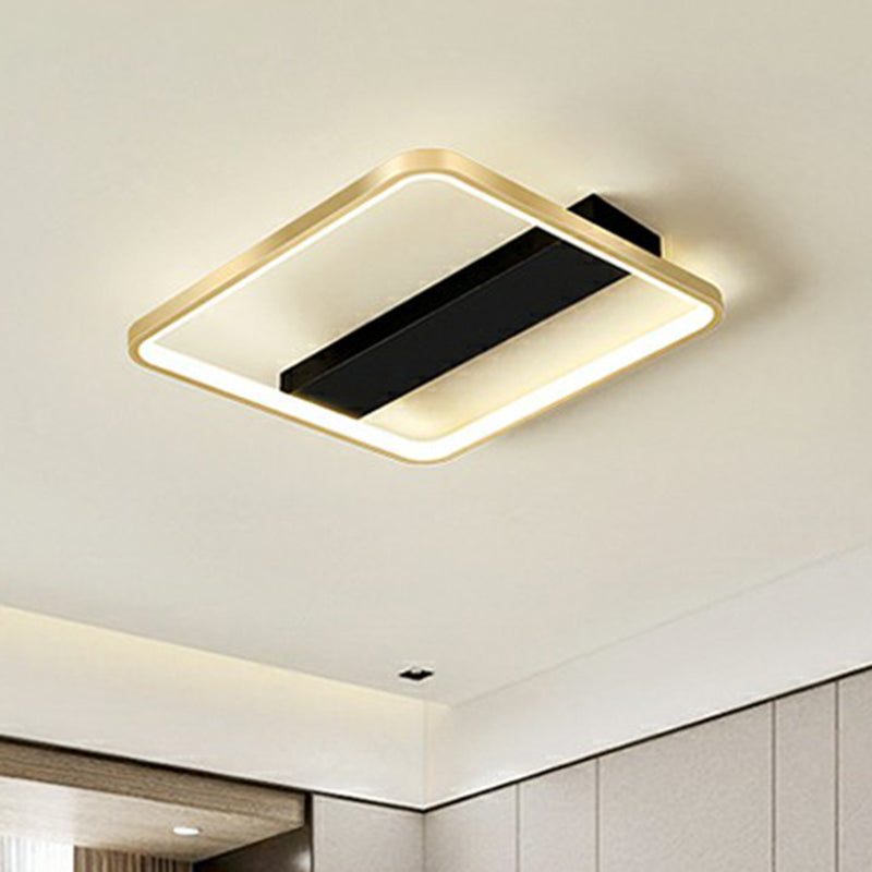 Geometrical Flush Ceiling Light Fixture Simplicity Acrylic Bedroom Flushmount in Black-Gold