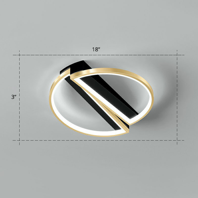 Geometrical Flush Ceiling Light Fixture Simplicity Acrylic Bedroom Flushmount in Black-Gold