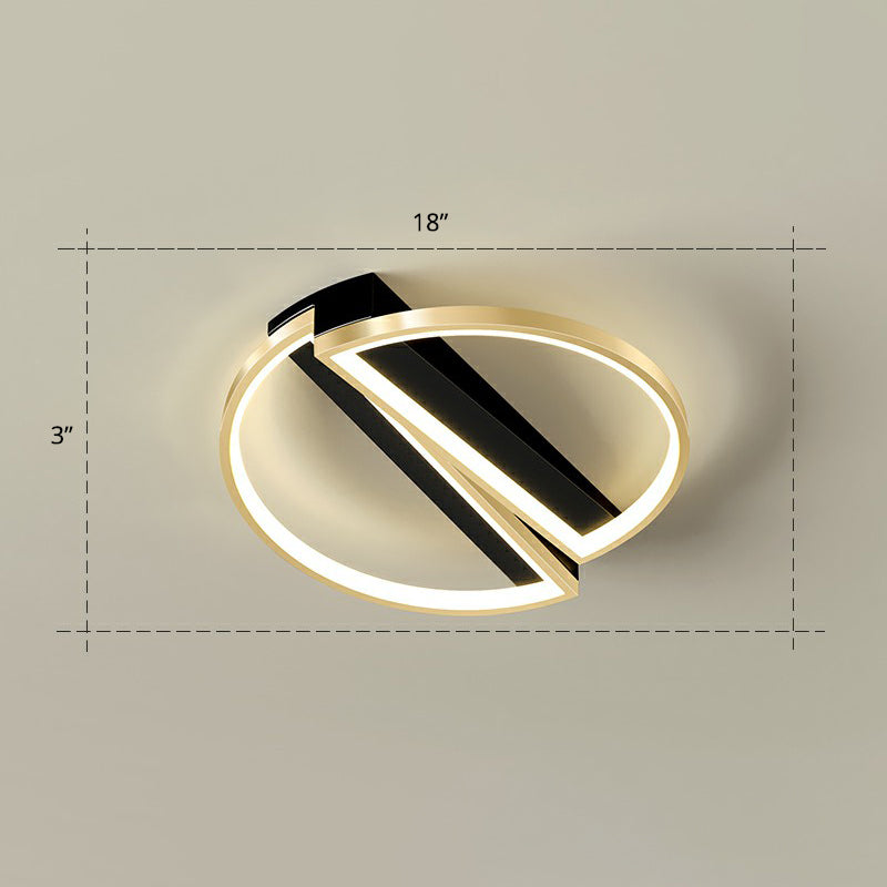 Geometrical Flush Ceiling Light Fixture Simplicity Acrylic Bedroom Flushmount in Black-Gold