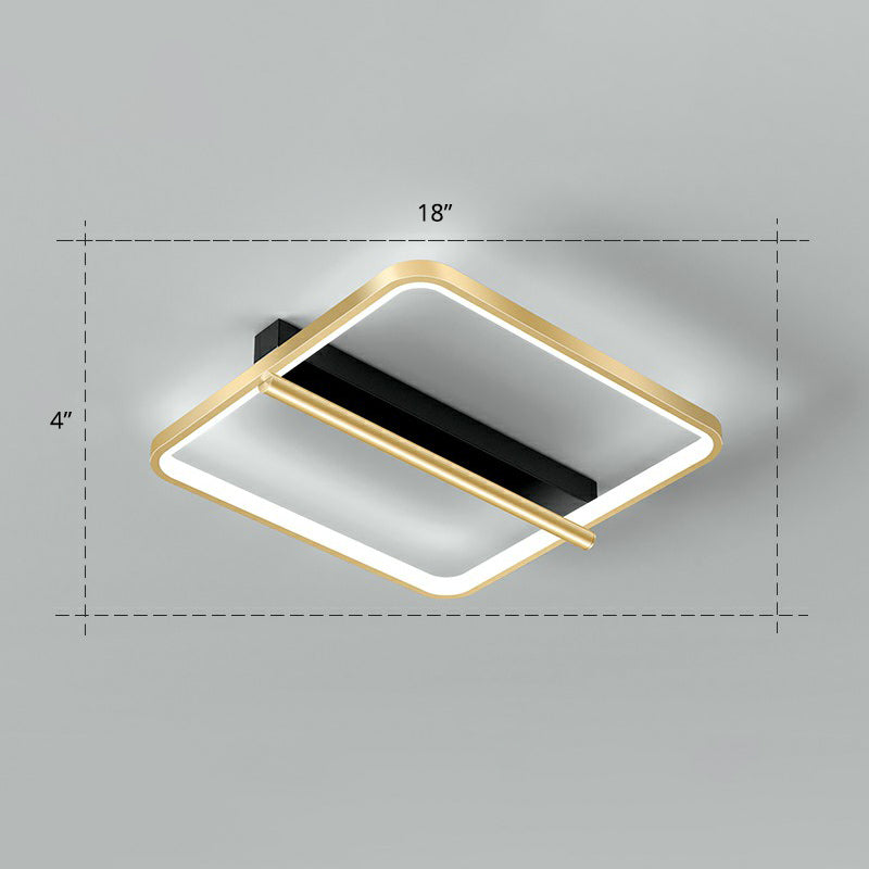 Geometrical Flush Ceiling Light Fixture Simplicity Acrylic Bedroom Flushmount in Black-Gold