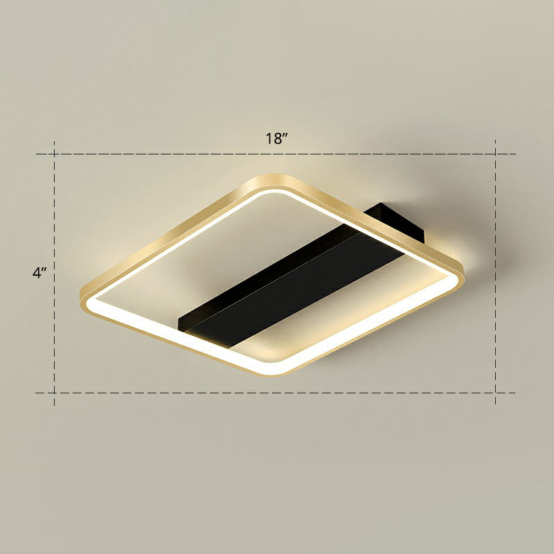 Geometrical Flush Ceiling Light Fixture Simplicity Acrylic Bedroom Flushmount in Black-Gold