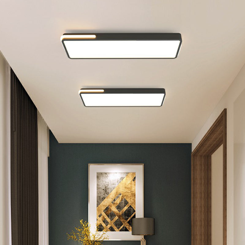 Rectangular Corridor Flush Mount Lighting Acrylic Minimalistic LED Flush Light in Black
