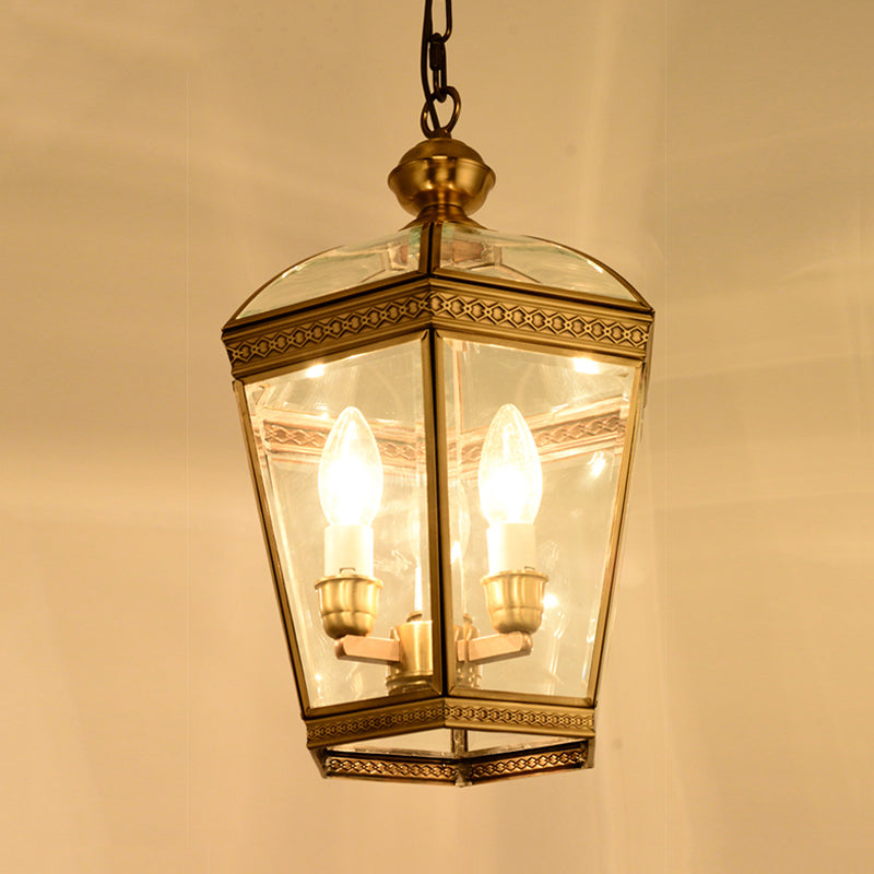 Messing verjüngte Kronleuchterlampe Nordic Clear Glass 3 Lampen hängende Deckenleuchte für Wohnzimmer