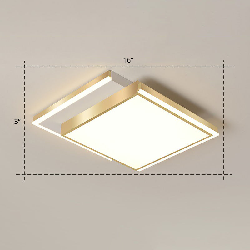 Rechteckige LED-Deckeneinbauleuchte aus Acryl, minimalistisch, goldfarben, Unterputzleuchte für das Wohnzimmer
