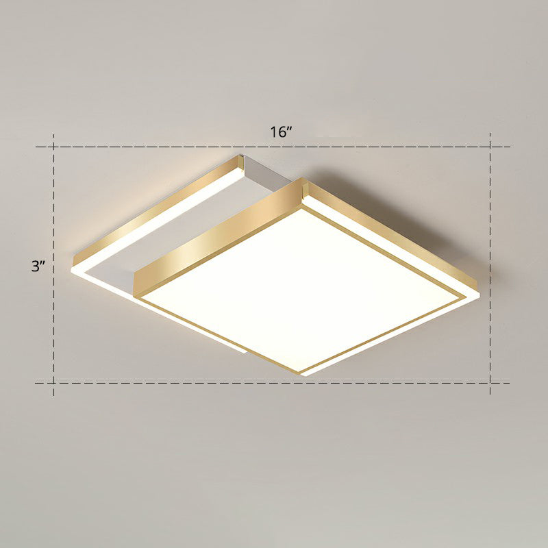 Rectangle Shaped Acrylic LED Ceiling Flush Minimalistic Gold Flush Mounted Light for Living Room