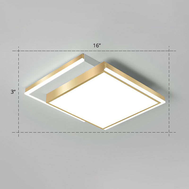 Rectangle Shaped Acrylic LED Ceiling Flush Minimalistic Gold Flush Mounted Light for Living Room