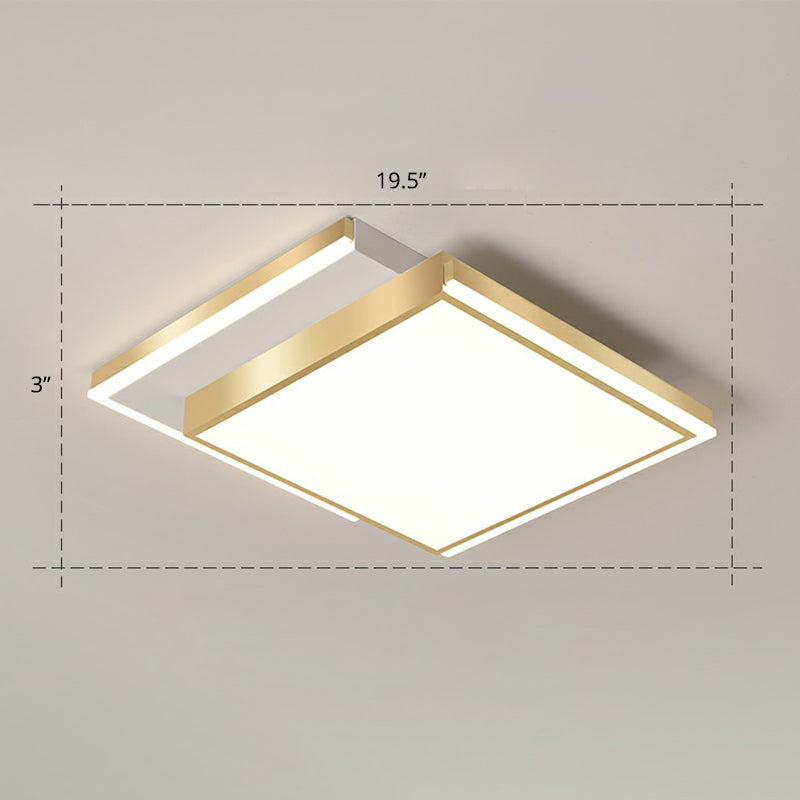 Rectangle Shaped Acrylic LED Ceiling Flush Minimalistic Gold Flush Mounted Light for Living Room