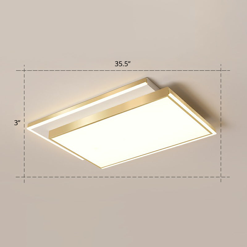 Rectangle Shaped Acrylic LED Ceiling Flush Minimalistic Gold Flush Mounted Light for Living Room
