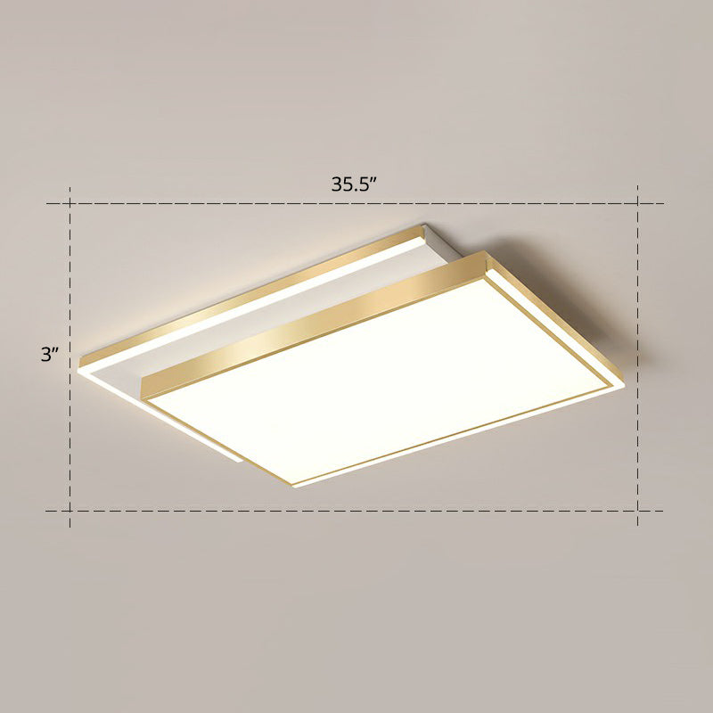 Rectangle Shaped Acrylic LED Ceiling Flush Minimalistic Gold Flush Mounted Light for Living Room