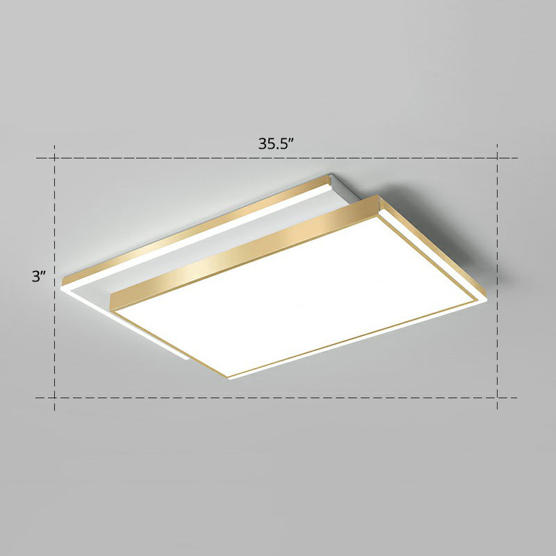 Rectangle Shaped Acrylic LED Ceiling Flush Minimalistic Gold Flush Mounted Light for Living Room